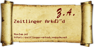 Zeitlinger Arkád névjegykártya